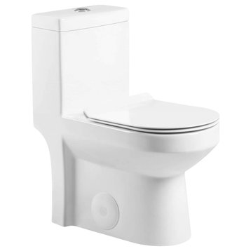 Fine Fixtures Dual-Flush Round One-Piece Toilet, Seat Included, 10" Rough in