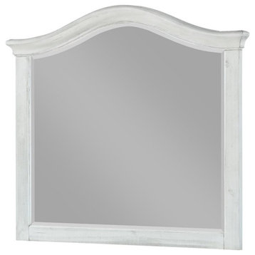 Modus Ella Solid Wood Beveled Glass Mirror in Weathered White Wash