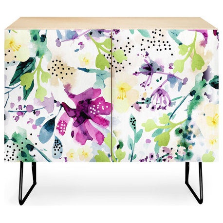 Deny Designs Violet Credenza, Birch, Black Steel Legs