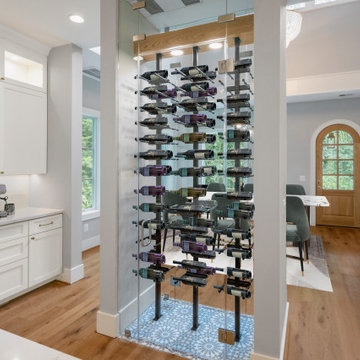 Modern French Country Custom Home Wine Wall/Dining