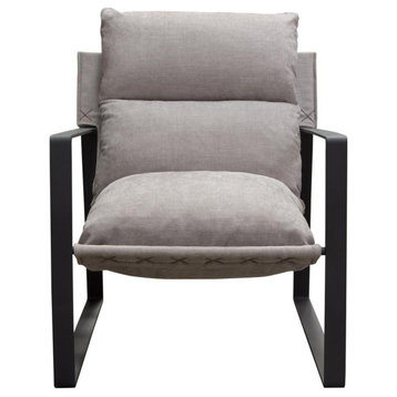 Miller Sling Accent Chair in Grey Fabric w/ Black Powder Coated Metal Frame...