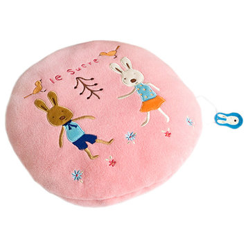 Sugar Rabbit - Round Pink02Blanket Pillow Cushion /Travel Blanket 31.5"-43.3"