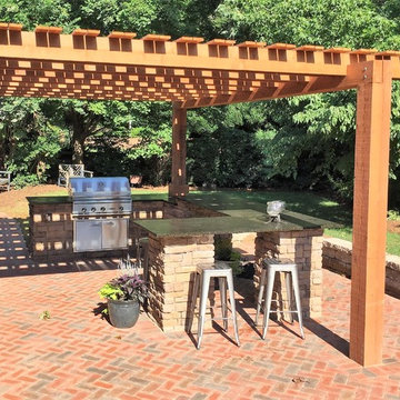 Winston-Salem, NC New Raised Patio, Outdoor Kitchen w/Pergola and Party Bar Area