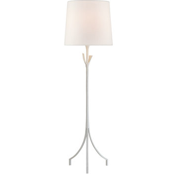 Fliana Floor Lamp, 1-Light, Plaster White, Linen Shade, 58.5"H