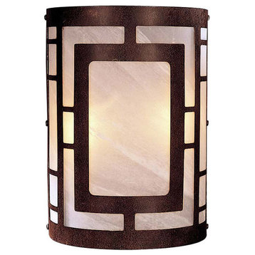 2-Light Wall Sconce, Nutmeg With Ethched Marble Glass