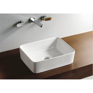 Fine Fixtures Freestanding White Vitreous China Square Modern Vessel Sink