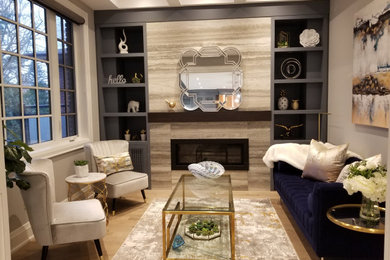 Example of a minimalist family room design in Toronto