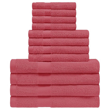 12 Piece Egyptian Cotton Hand Bath Towel Set, Sandy Rose
