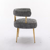 SEYNAR Mid-Century Modern Open-Back Linen Dining Chair Set of 2 with Gold Legs, Black