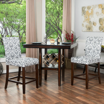 Crawford & Burke Set of Two White and Black Linen Barstools