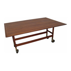 Mid-Century Drop Leaf Dining Table on Casters - SOLD - Dining Tables