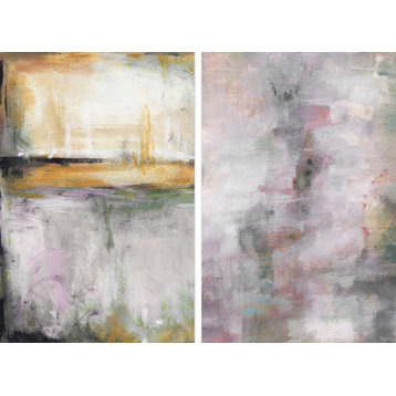 Pink and Yellow Smokes Diptych, 24"x18"