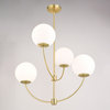 Avers 4 Light Gold Brass Mid-Century Modern Chandelier White Globe Glass