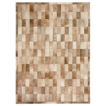 Cowhide Patchwork Rug, Daedalus, Taupe, 10'x14'