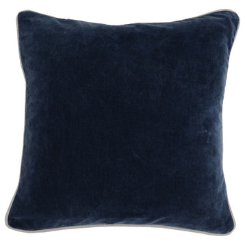 Kosas Home Harriet Velvet 18-inch Square Pillow, Navy