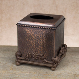 GG Antique Copper Hammered Tissue Box - Tissue Box Holders