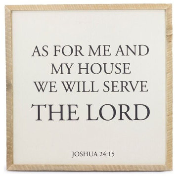 Framed Canvas Print Block Font "We will serve the Lord", 32x32