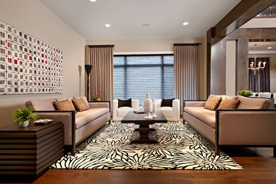 Mid-sized trendy living room photo in Edmonton with beige walls