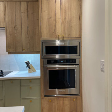 IKEA Kitchen with Custom White Oak and Sage Green Doors by Allstyle