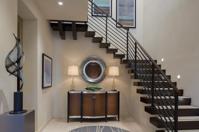 Inspiration for a mid-sized transitional staircase in Orange County.