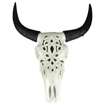 Tribal Steer Skull Cut-Out Design Wall Hanging 19 Inches High