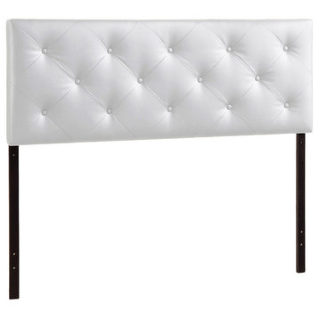 Baltimore Modern and Contemporary King White Faux Leather Upholstered Headboard