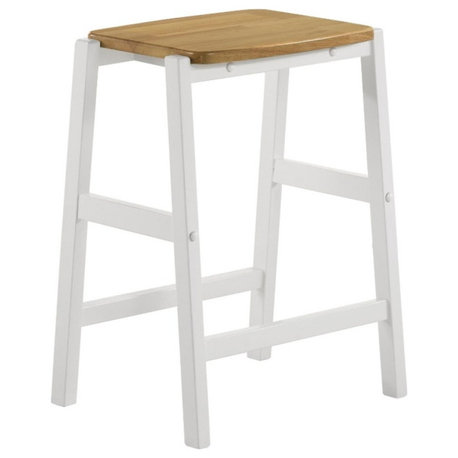 Coaster 24" Farmhouse Wood Counter Stool in Natural-White