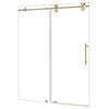 Lazaro Single Sliding Frameless Shower Door, Clear, Brushed Gold, 60"wx78"h