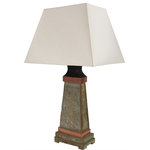 Sunnydaze Decor - Sunnydaze Indoor-Outdoor Copper Trimmed Slate Table Lamp, Electric, 30" - Add this large 30" table lamp to any indoor or outdoor space for a contemporary and functional accent.  This lamp features a durable slate construction with copper trimming as well as a trapezoidal prism shaped lamp shade.  A glass top protects the light bulb and other electrical components from harsh weather conditions.  Placement ideas include: the patio side table, in the sunroom, the table on the front porch, on the deck or any surface inside the home.  The lamp operates using 1 type A 100-watt or smaller bulb so it is sure to illuminate space efficiently.  Additionally, it is turned on or off using the 1-way, push-button switch on the lamp.