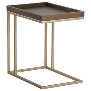 Arden C-Shaped End Table, Gold/Raw Umber