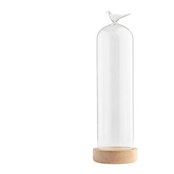 GLASS BIRD CLOCHE - LARGE - Decorative Objects And Figurines