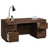 Sauder Englewood Engineered Wood Executive Desk in Spiced Mahogany