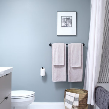 White and Blue Triangle Floor Tiles