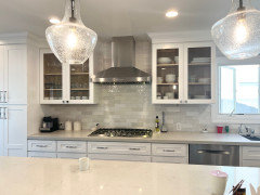 backsplash help with Caesarstone London Grey for a white kitchen