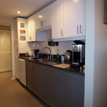 Transitional Black and White Kitchen