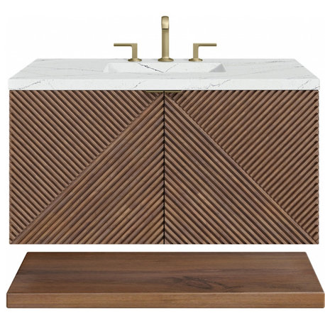 36" Chestnut Floating Single Sink Bath Vanity Silestone Quartz, James Martin