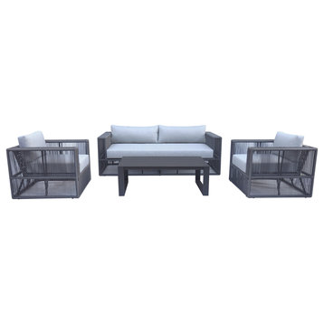Renava Whimsey Modern Outdoor Light Grey and Dark Grey Sofa Set