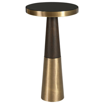 Uttermost 24982 Fortier 12" Diameter Glass Top Wood Side Table - Espresso /
