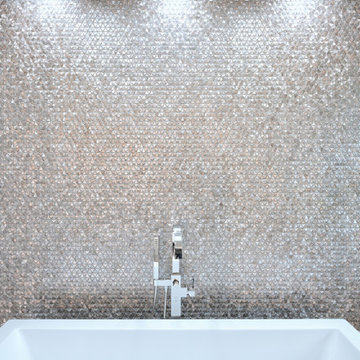 Metal Mosaic Tile Bathroom Wall