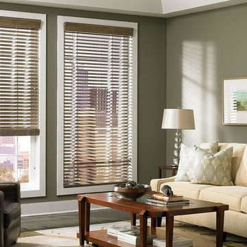DARK WOOD BLINDS - Lafayette Living Room Ideas