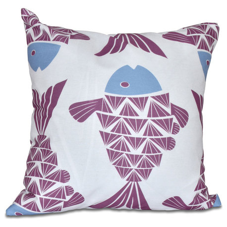 Big Fish, Animal Print Pillow, Purple, 16"x16"