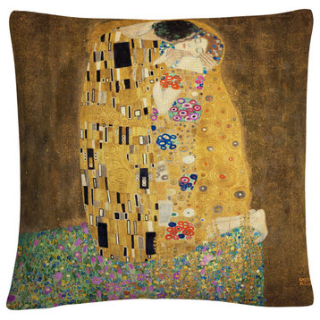 Gustav Klimt 'The Kiss 1907-8' Decorative Throw Pillow