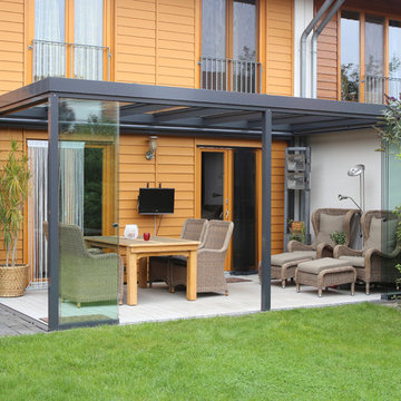 Terrassen-Überdachung Flachdach mit Glas
