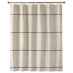 SKL Home - SKL Home Subtle Stripe Shower Curtain - Linen 70x72 - Neutral with a twist. The Frayser shower curtain is the ideal choice for sprucing up your bath without being over the top. Frayed stripes and black pom-pom like trim are the perfect finishing touch to this go-with-everything, neutral design. Product Color: Linen. Product Size: 70x72