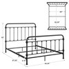 Solid Bed Frame, Spindle Accent Metal Construction, Antique Black, Queen