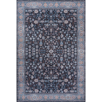 Kemer All-Over Persian Machine-Washable Black/Blue 3 ft. x 5 ft. Area Rug