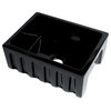 24" Black Gloss Reversible Smooth/Fluted Single Bowl Fireclay Farm Sink