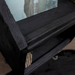 Maria Charred Scaffolding Board & Dark Steel Pipe Record Storage Unit - Media Cabinets