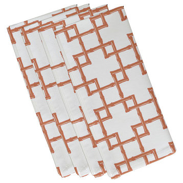 Bamboo 2, Geometric Print Napkin, Coral, Set of 4