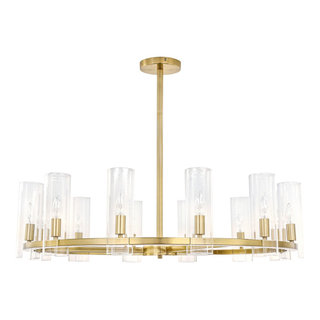 Durham Large Modern Wagon Wheel Satin Brass Chandelier, 39" Round ...